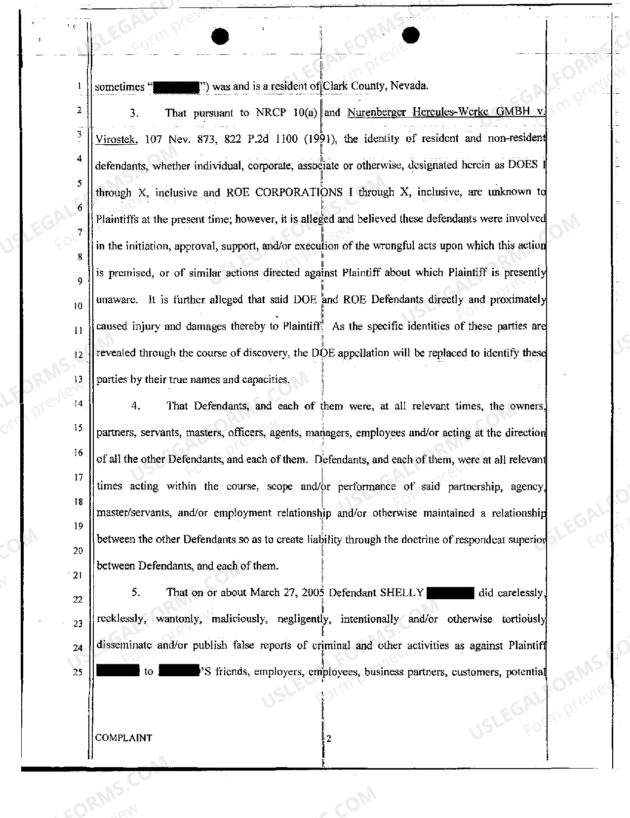 Preview Complaint - Slander