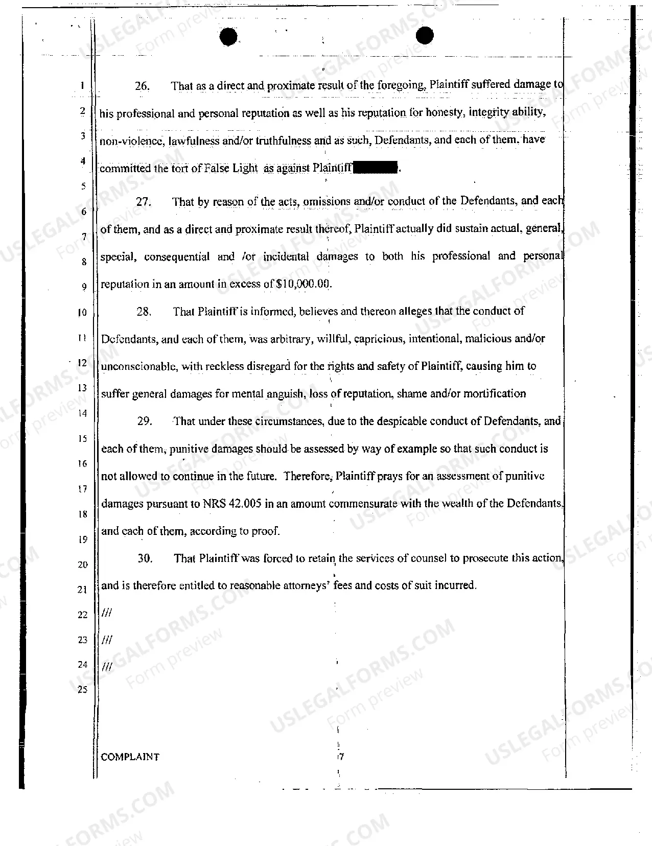 Preview Complaint - Slander