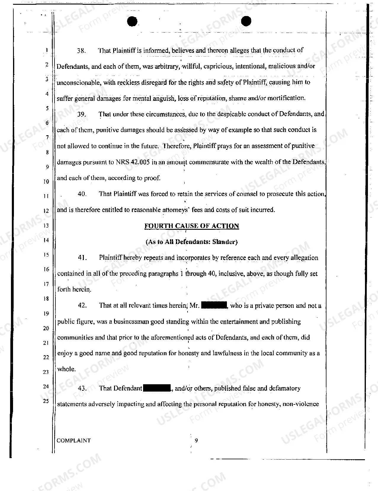 Preview Complaint - Slander