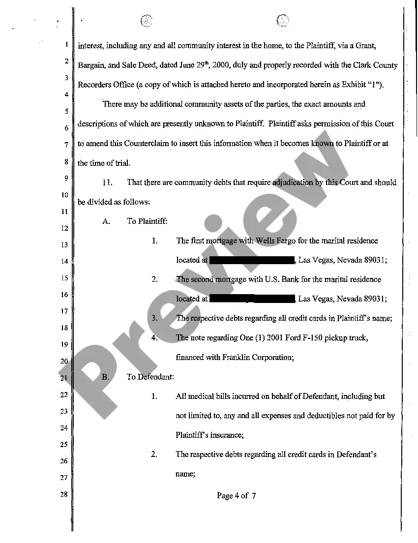 Get Complaint for Divorce with One Minor Child and Community Property and Debt Preview Complaint for Divorce with One Minor Child and Community Property and Debt