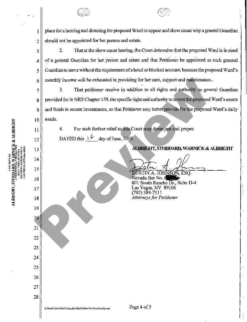 Get Petition for Appointment of General Guardian and Petition for Summary Administration of Adult with Down Syndrome Preview Petition for Appointment of General Guardian and Petition for Summary Administration of Adult with Down Syndrome