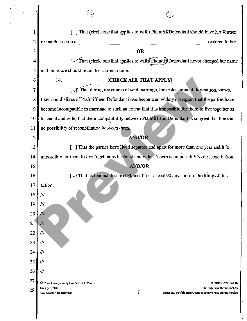 Preview Complaint for Separate Maintenance with 2 Minor Children