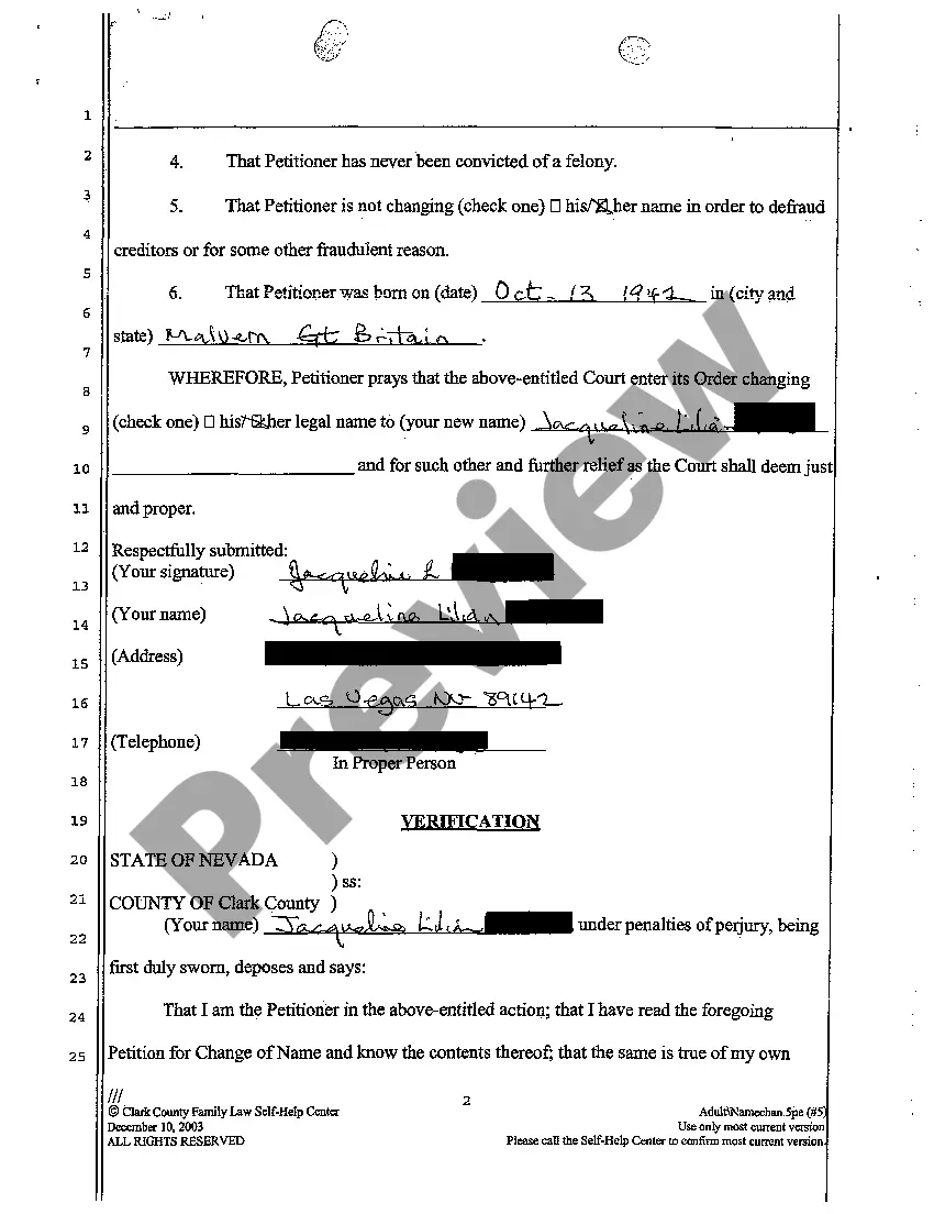Get Petition for Change of Name of Adult Preview Petition for Change of Name of Adult