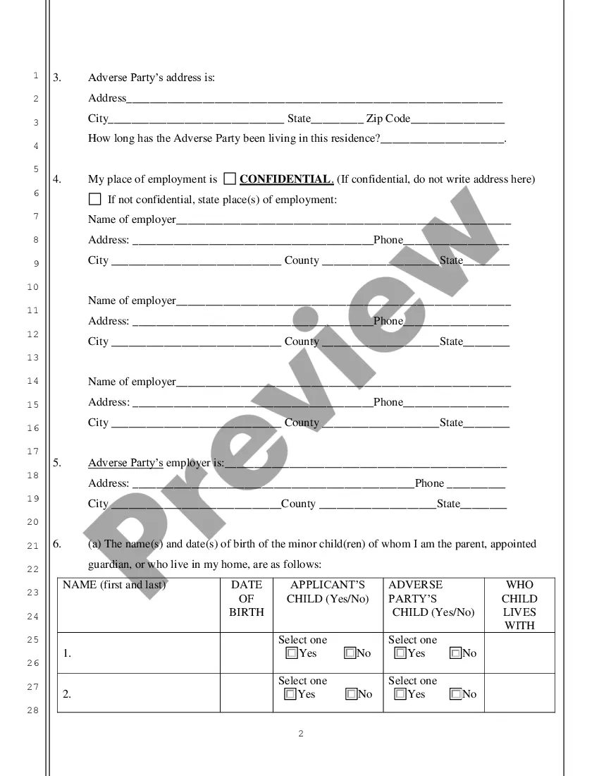 Preview Application for Temporary and / or Extended Order for Protection against Domestic Violence