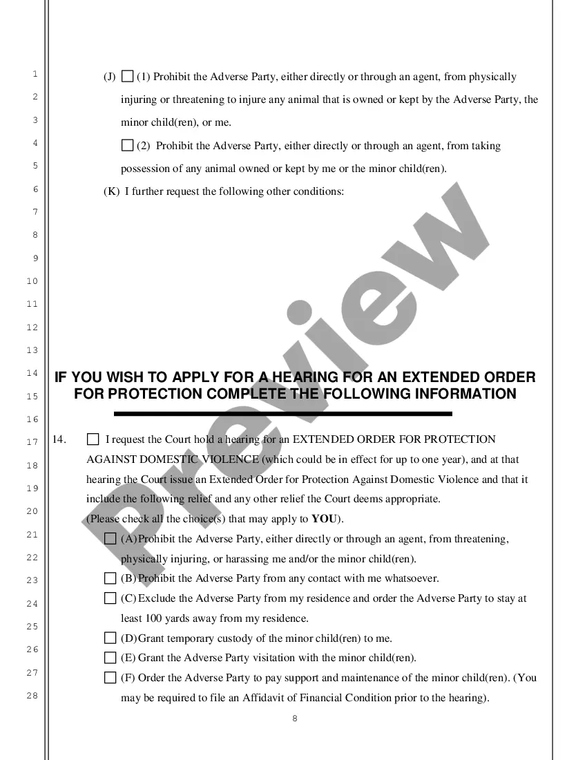 Preview Application for Temporary and / or Extended Order for Protection against Domestic Violence