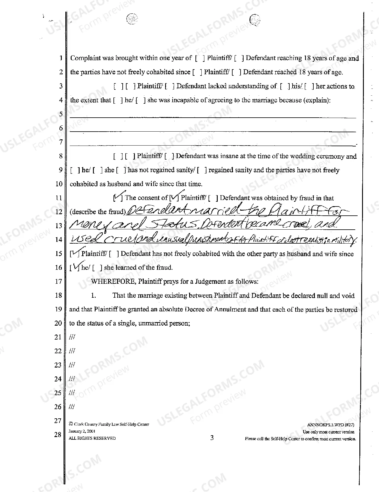 Preview Complaint for Annulment