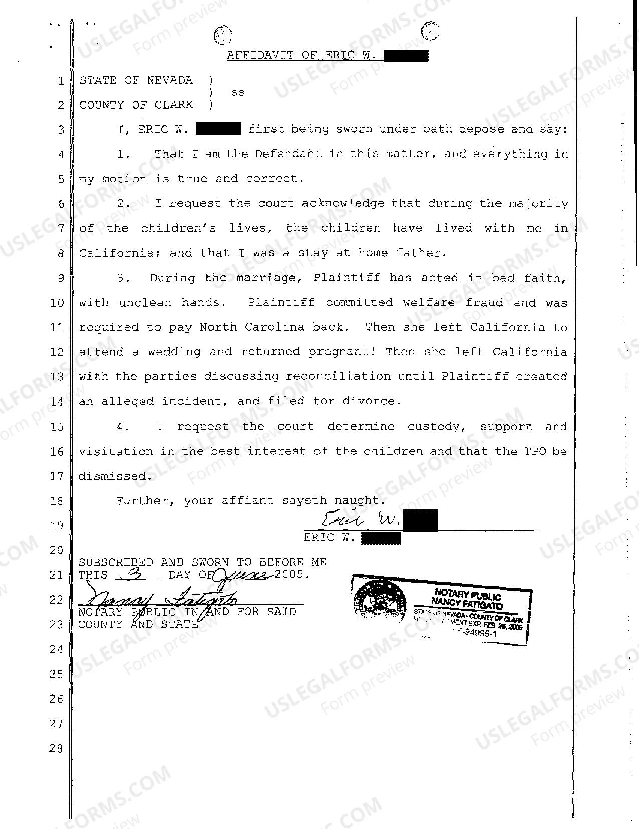 Preview Motion to Establish Custody, Support and Visitation - To Consolidate TPO with Divorce and Dismiss TPO