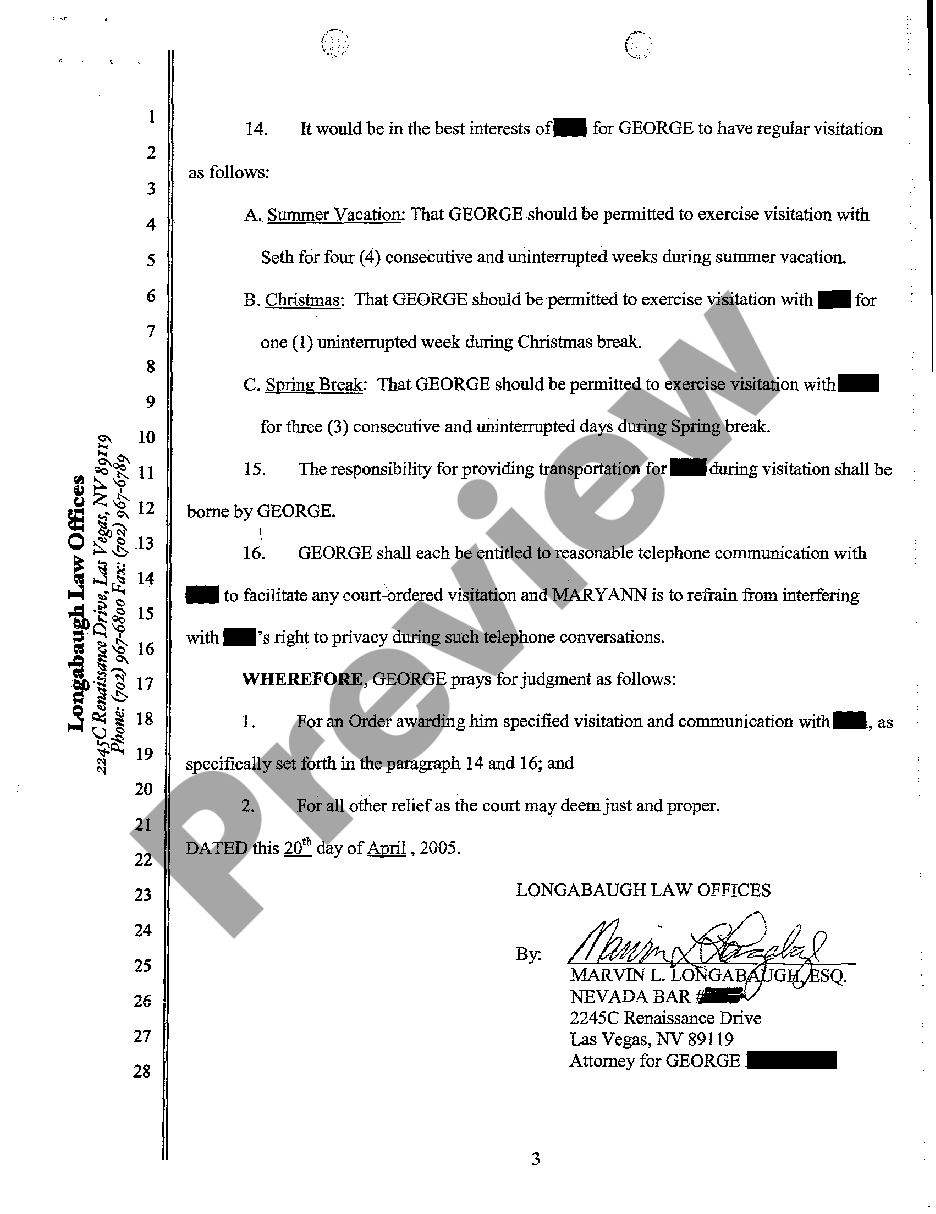 Petition For Grandparent Visitation Form With Child US Legal Forms