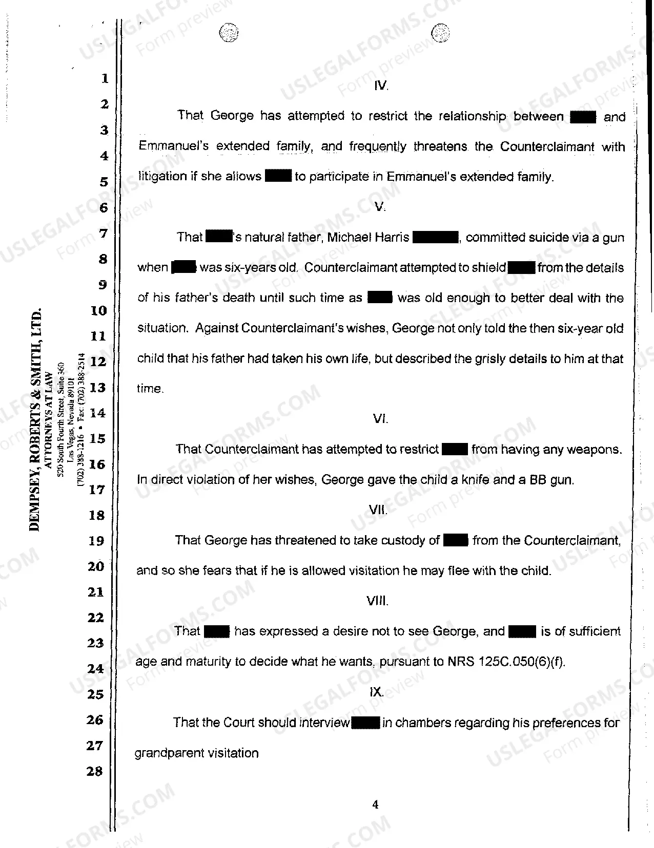 Preview Respondent's Answer to Petition for Visitation of Paternal Grandparents and Counterclaim