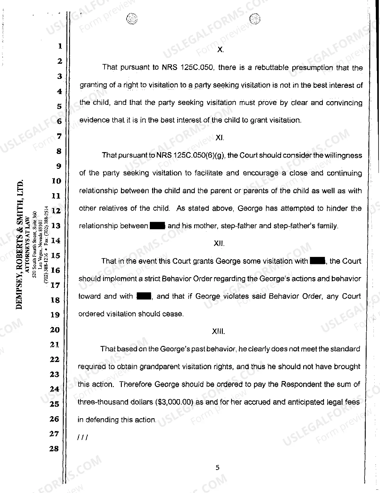 Preview Respondent's Answer to Petition for Visitation of Paternal Grandparents and Counterclaim