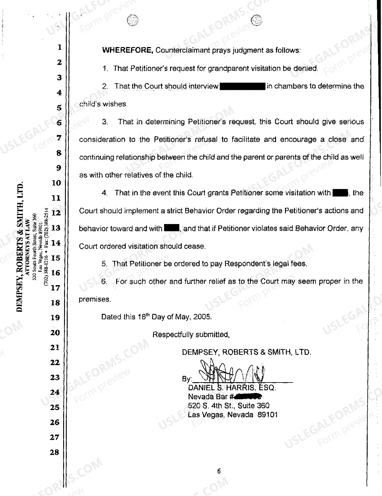 Preview Respondent's Answer to Petition for Visitation of Paternal Grandparents and Counterclaim
