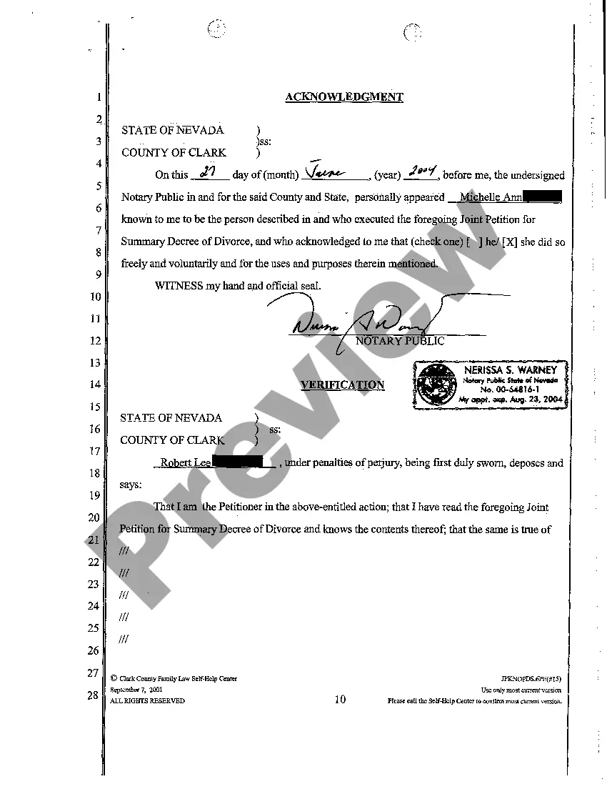 Preview Joint Petition for Summary Decree of Divorce with Children