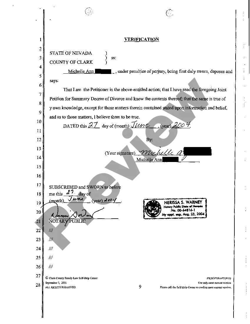 Preview Joint Petition for Summary Decree of Divorce with Children