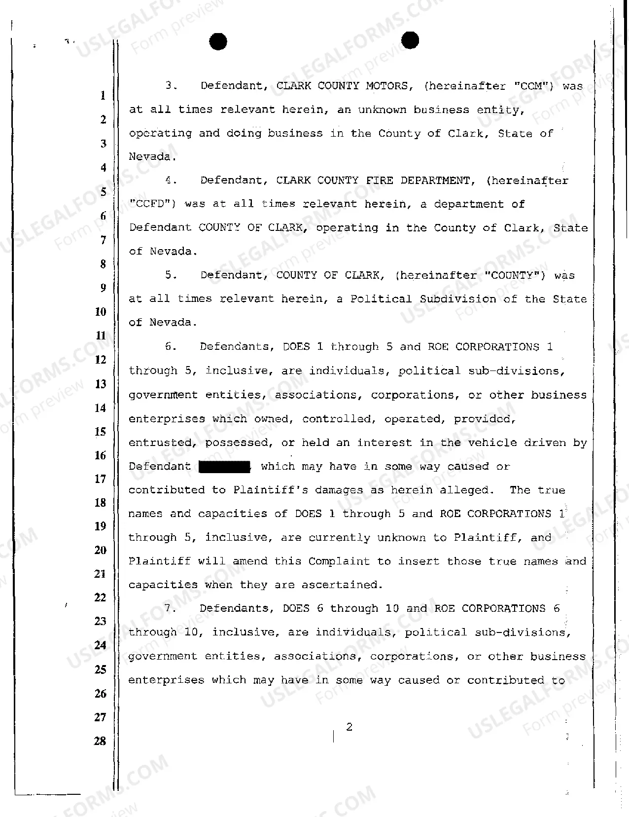 Preview Complaint - Vicarious Liability - Personal Injury Caused by Employee of County by Negligent Operation of Motor Vehicle