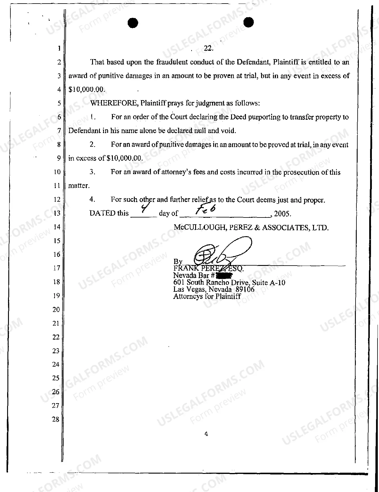 Preview Verified Complaint - Breach of Contract and Fraud in the Inducement of Signing Quitclaim Deed of Property