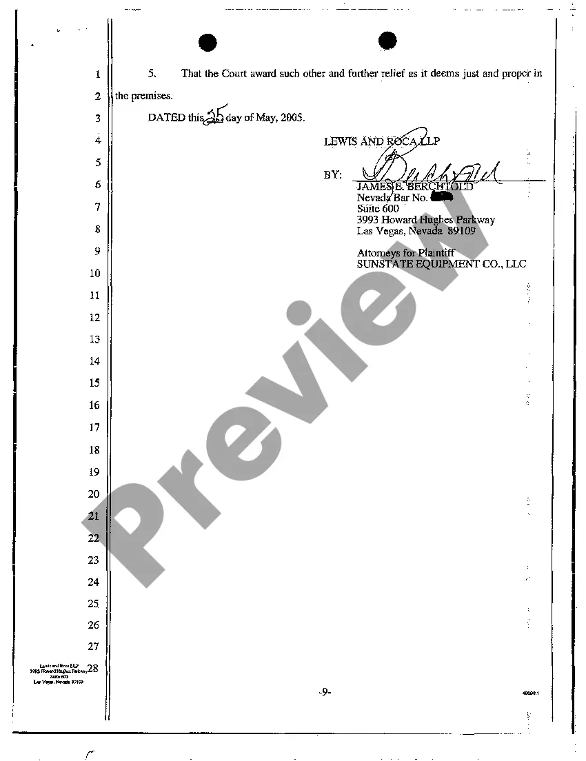 Preview Complaint - Breach of Construction Contract for Work and Materials