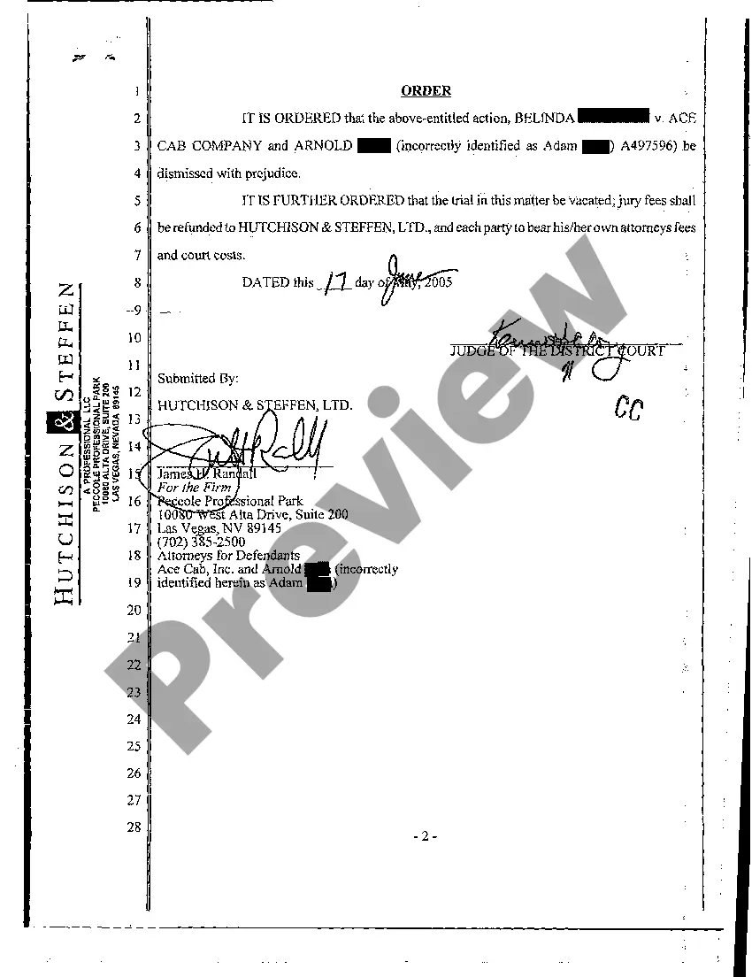 Preview Stipulation and Order for Dismissal of Suit