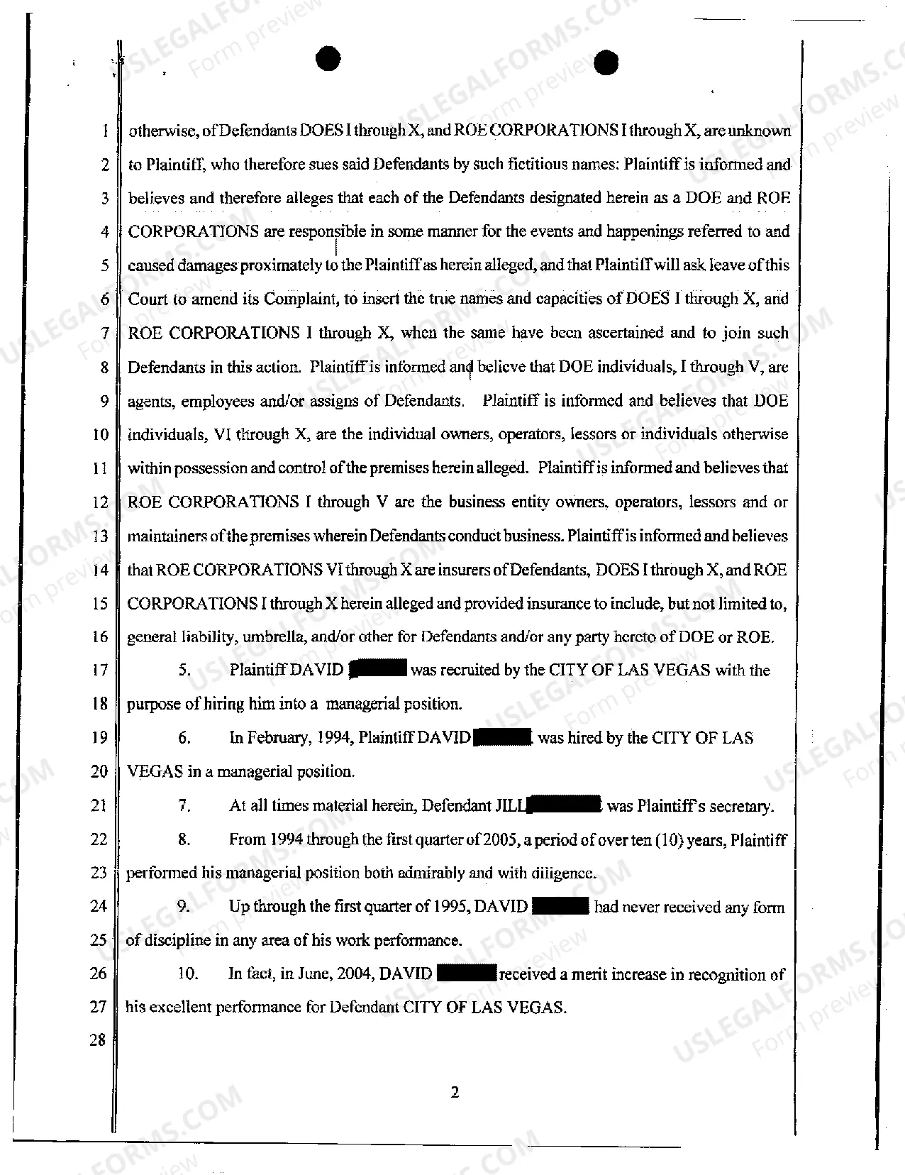 Preview Complaint - Libel, Slander, Defamation, and Wrongful Termination