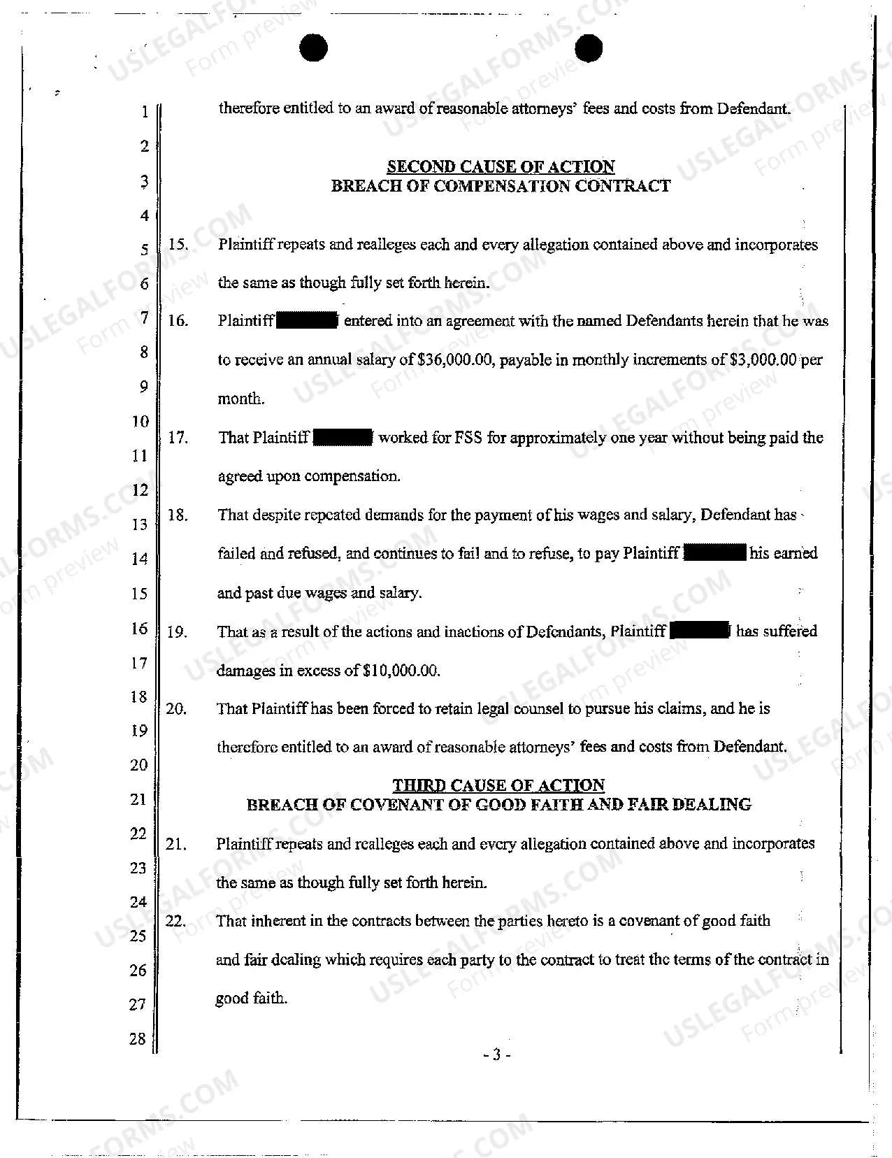 Preview Complaint - Breach of Partnership Contract