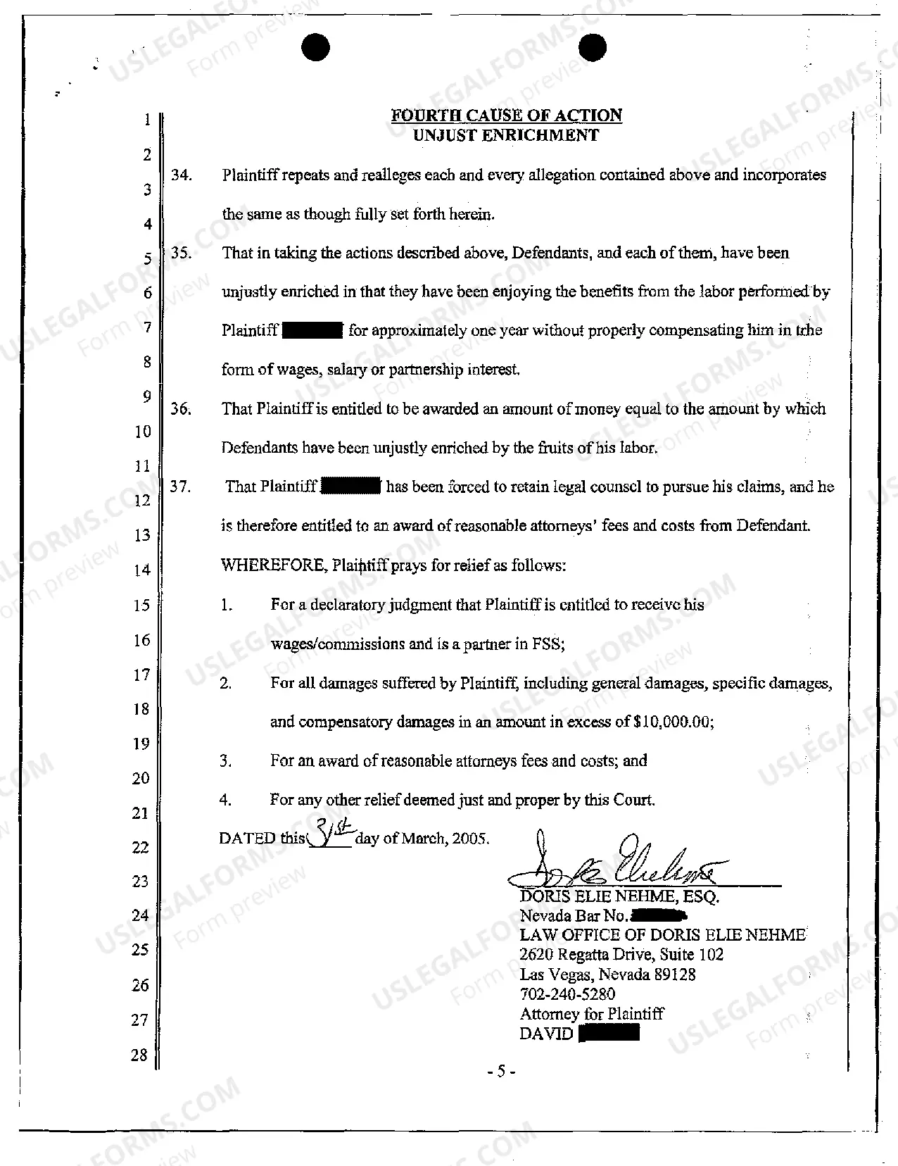 Preview Complaint - Breach of Partnership Contract