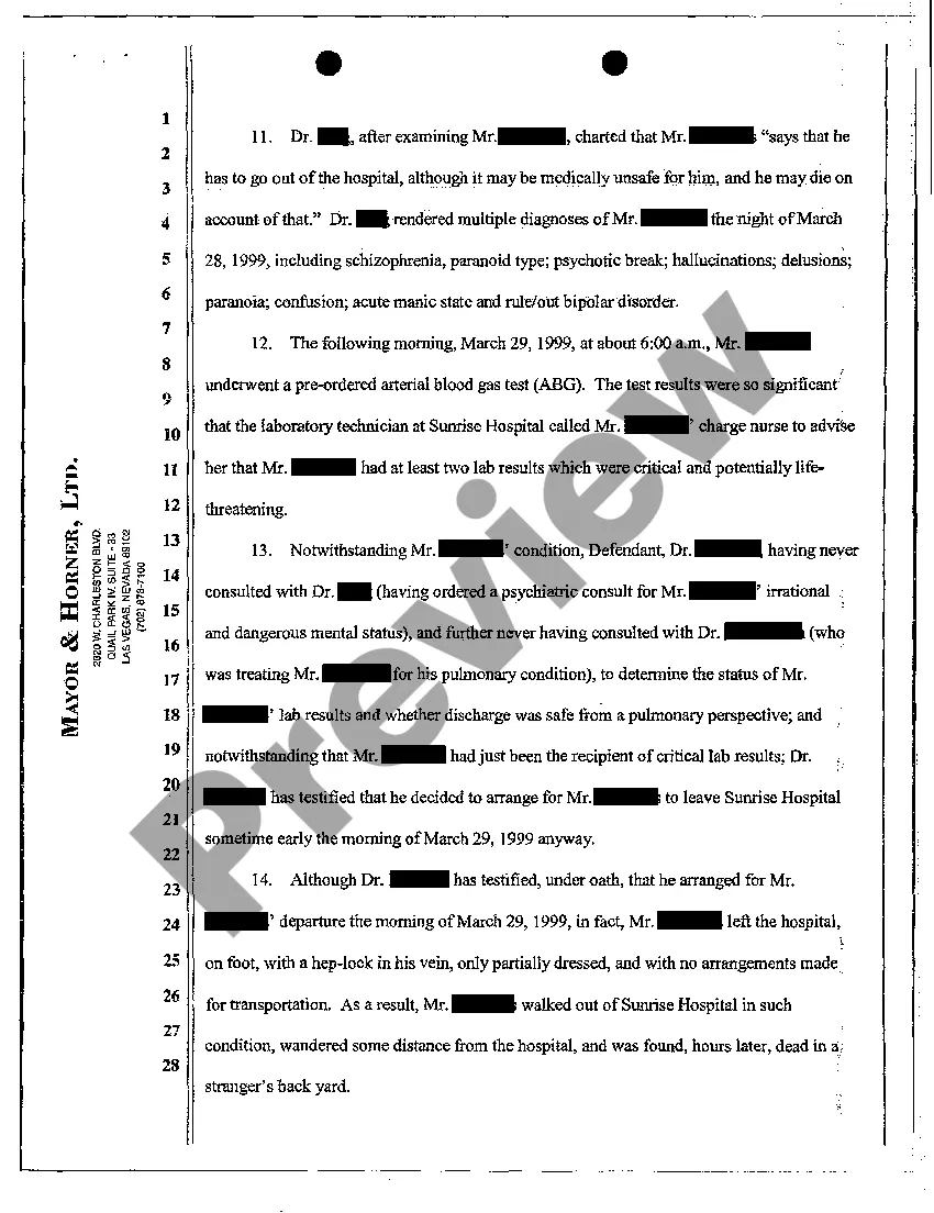 Get Complaint for Medical Malpractice and Wrongful Death Preview Complaint for Medical Malpractice and Wrongful Death