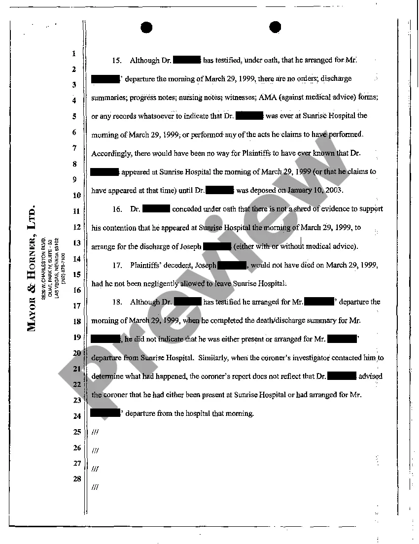 Get Complaint for Medical Malpractice and Wrongful Death Preview Complaint for Medical Malpractice and Wrongful Death