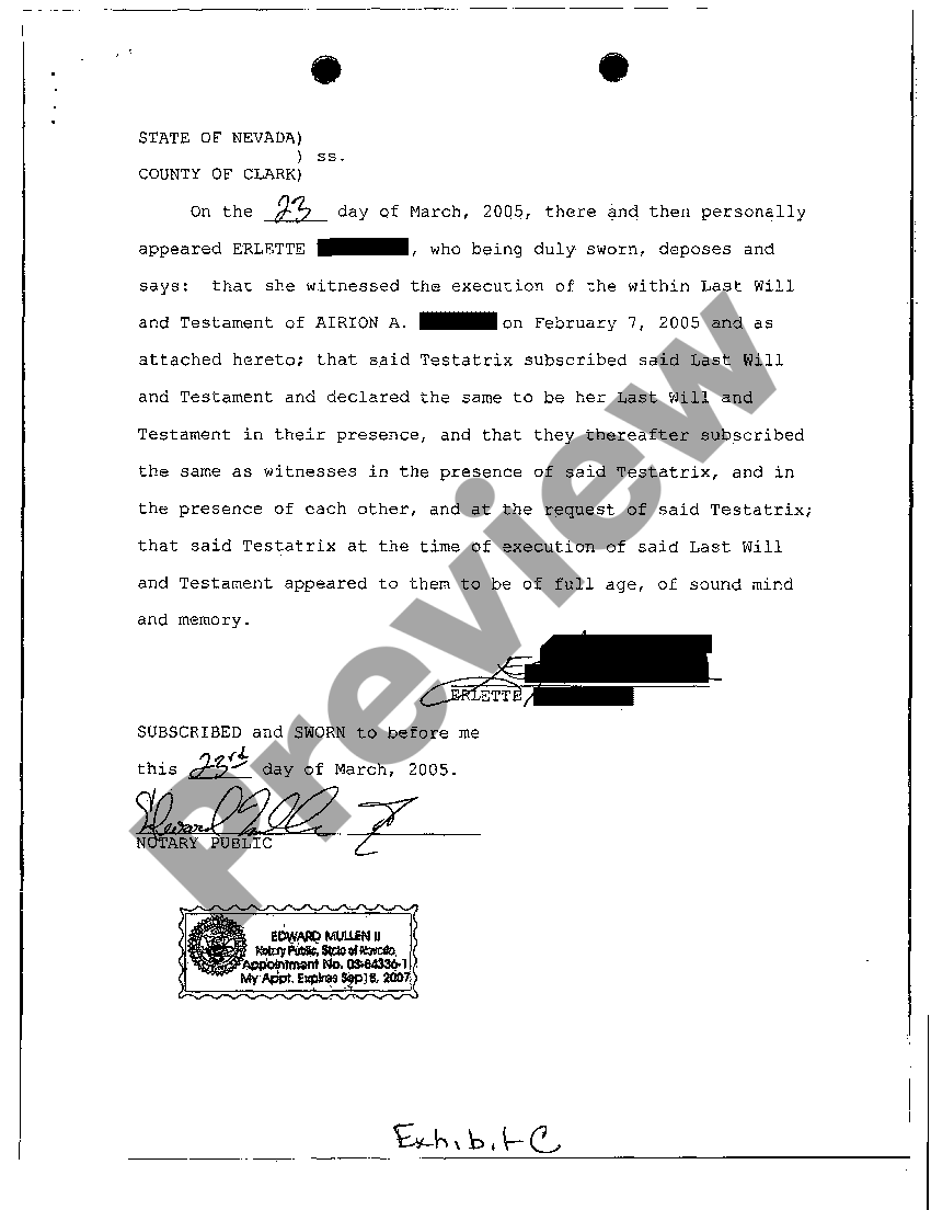 Las Vegas Nevada Petition for Probate of Will and Issuance of Letters
