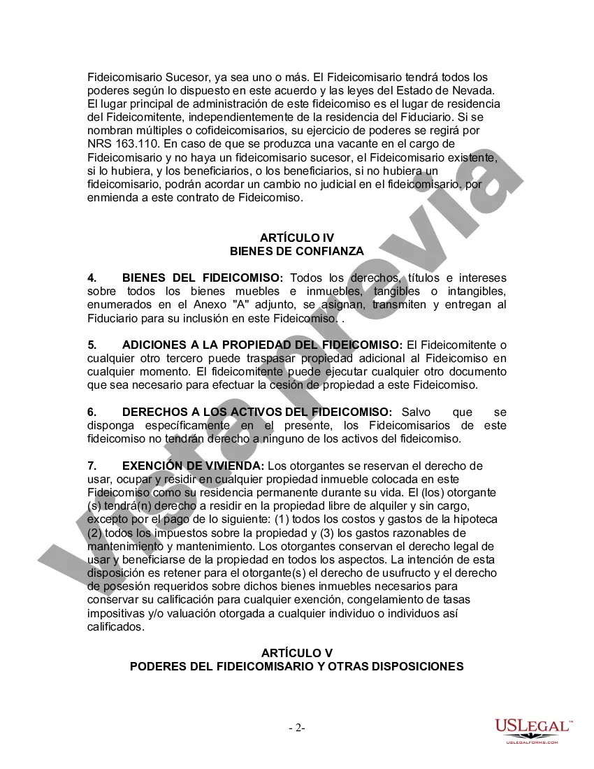 Preview Fideicomiso en vida para esposo y esposa sin hijos