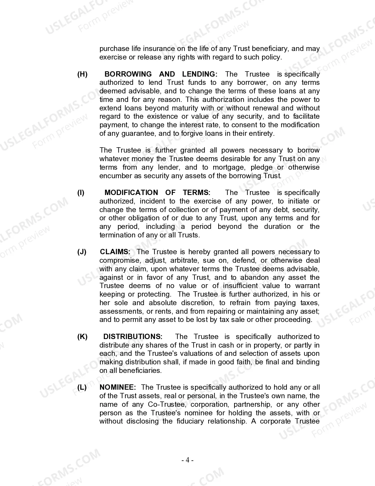 Preview Living Trust for Individual Who is Single, Divorced or Widow (or Widower) with No Children