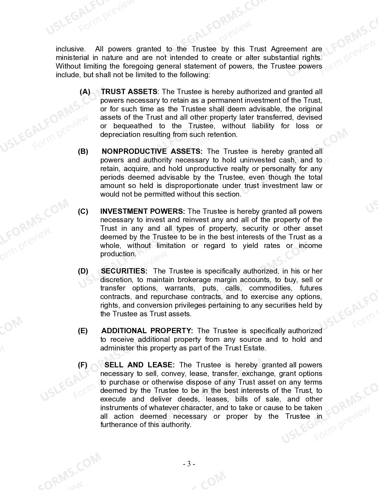 Preview Living Trust for Individual Who is Single, Divorced or Widow (or Widower) with Children