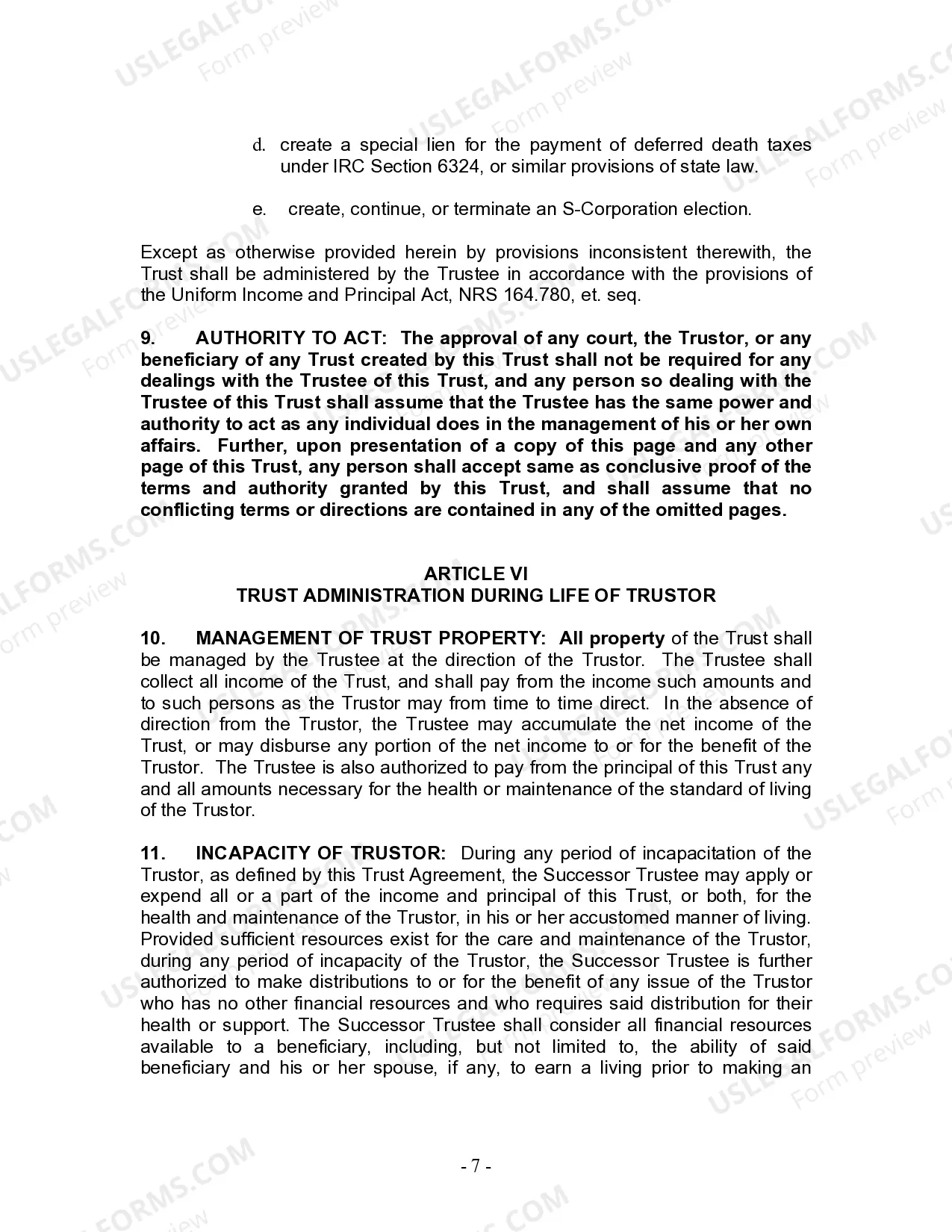 Preview Living Trust for Individual Who is Single, Divorced or Widow (or Widower) with Children