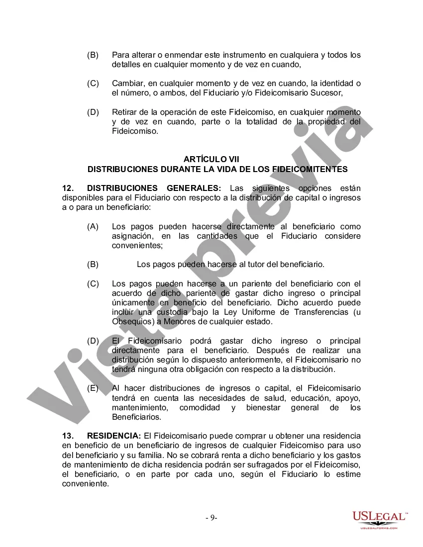 Preview Fideicomiso en vida para esposo y esposa con un hijo