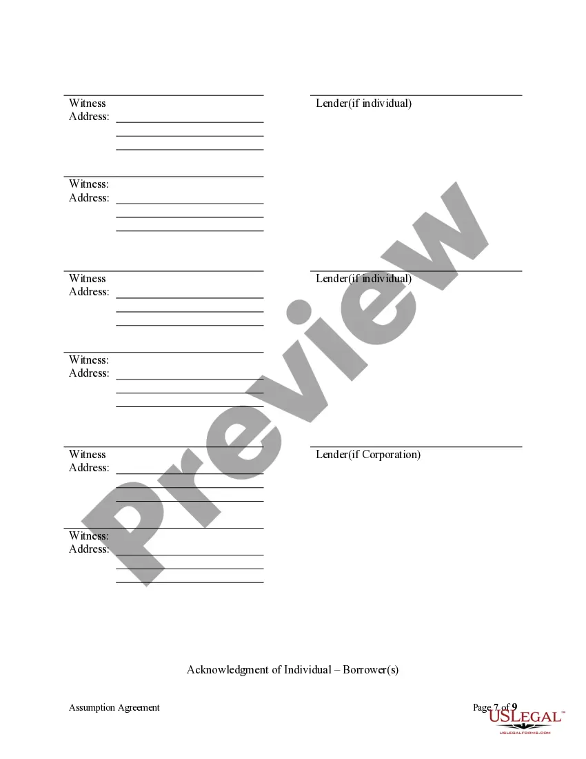 Preview Assumption Agreement of Deed of Trust and Release of Original Mortgagors