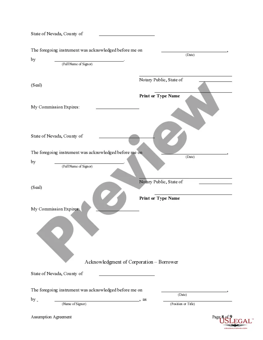 Preview Assumption Agreement of Deed of Trust and Release of Original Mortgagors