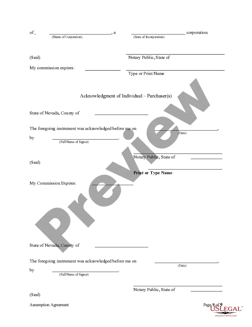 Preview Assumption Agreement of Deed of Trust and Release of Original Mortgagors