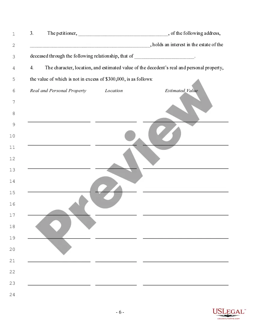 Preview Summary Administration Package for Estates Valued at $300,000 or Less - Small Estates