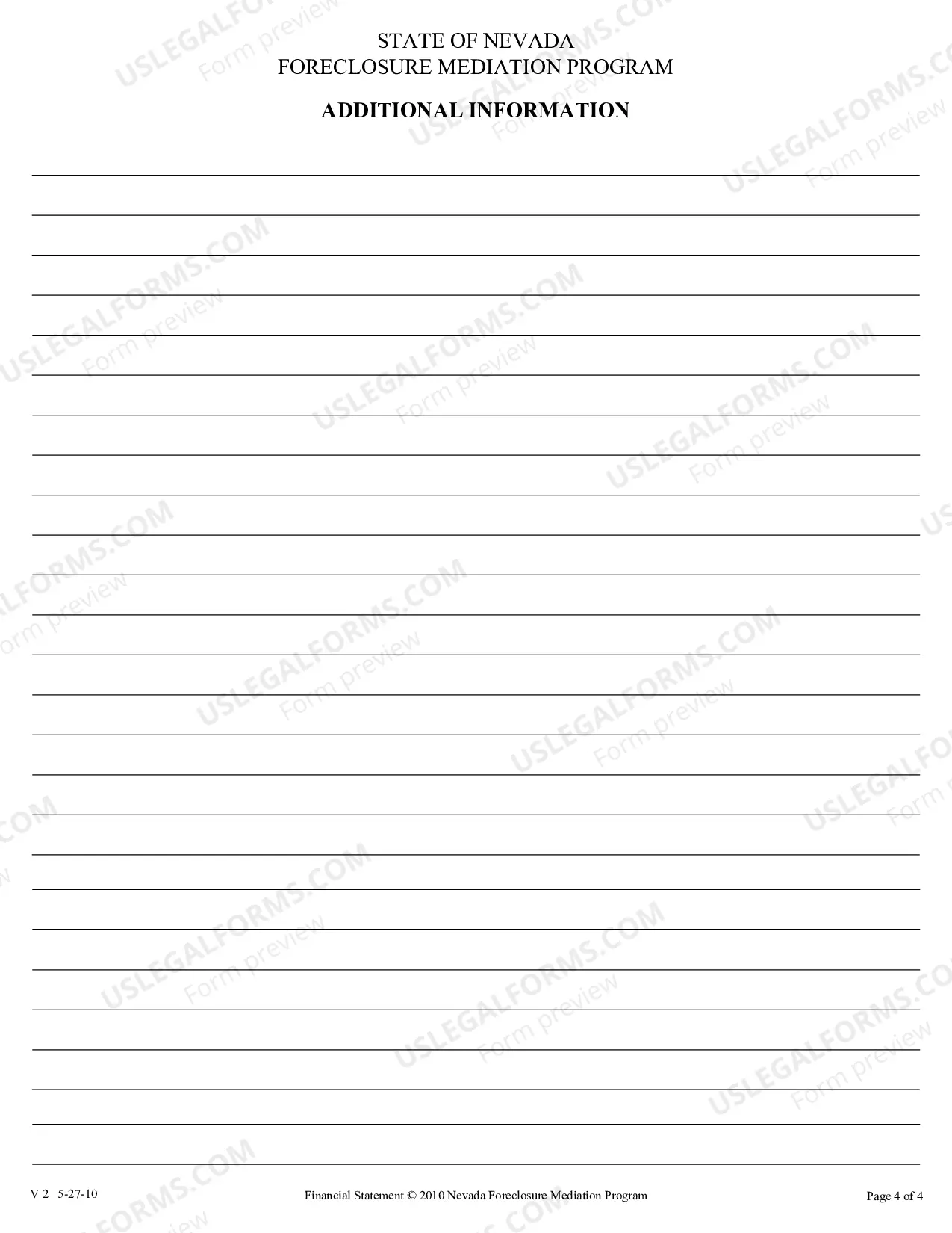 Preview Nevada Foreclosure Mediation Election / Waiver, Worksheet, and Financial Statement
