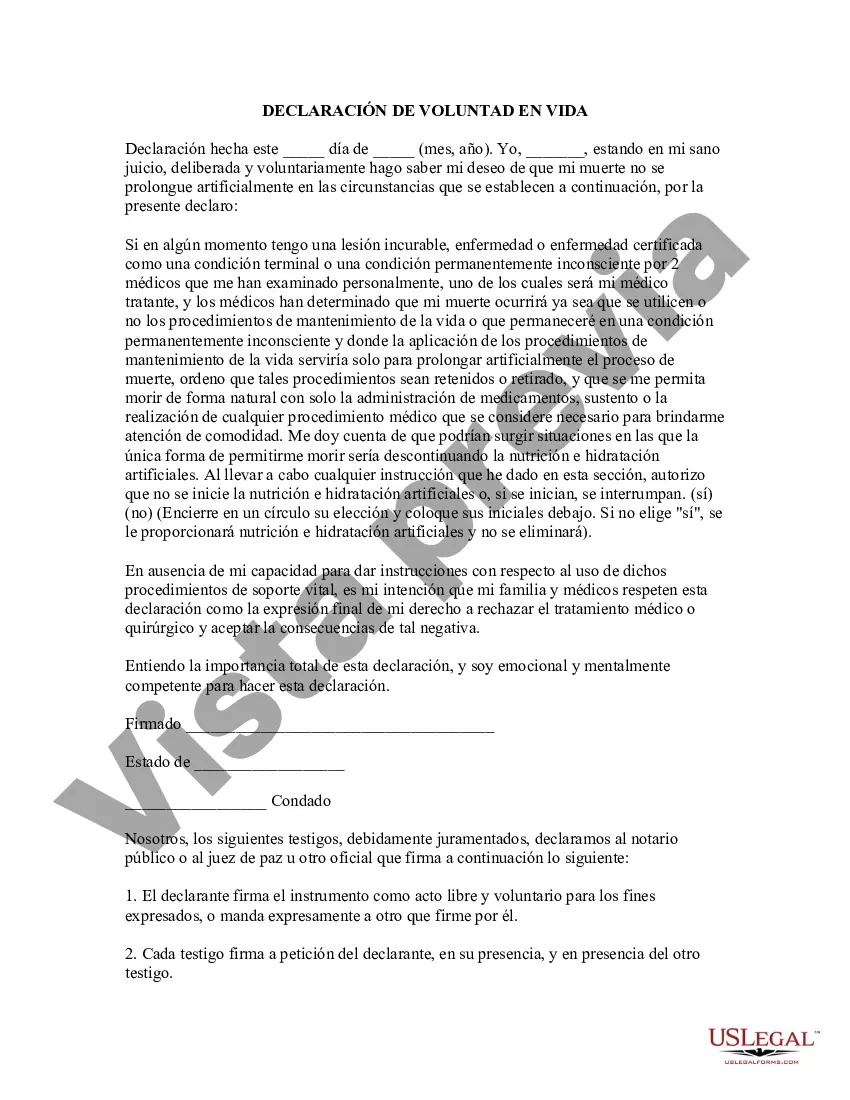 Preview Poder notarial duradero para el cuidado de la salud y testamento en vida