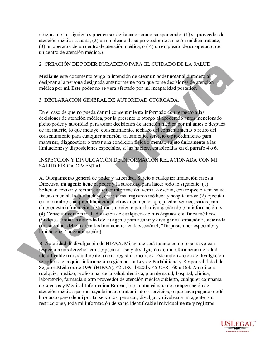 Preview Poder notarial duradero para el cuidado de la salud y testamento en vida