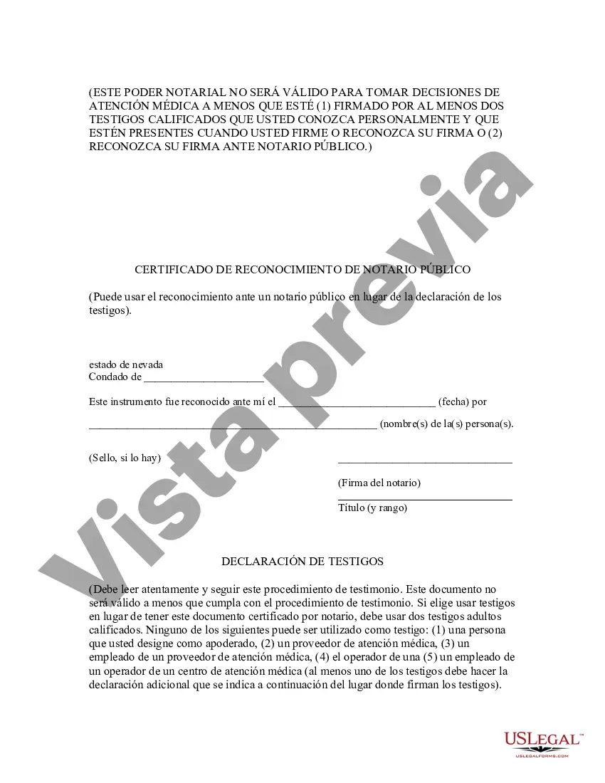 Preview Poder notarial duradero para el cuidado de la salud y testamento en vida
