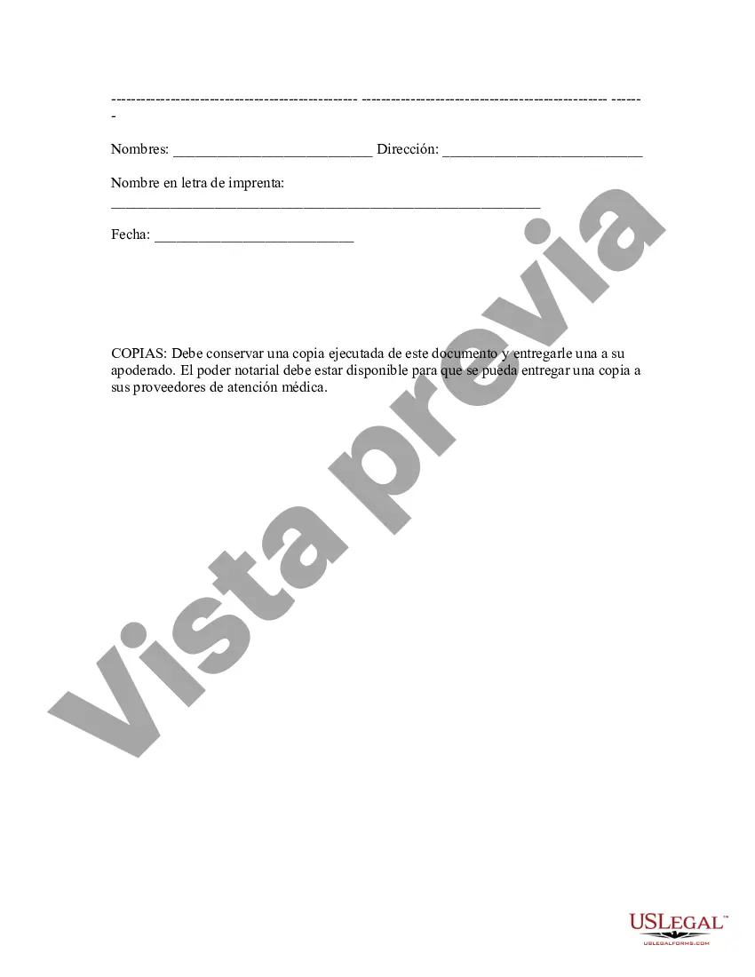 Preview Poder notarial duradero para el cuidado de la salud y testamento en vida