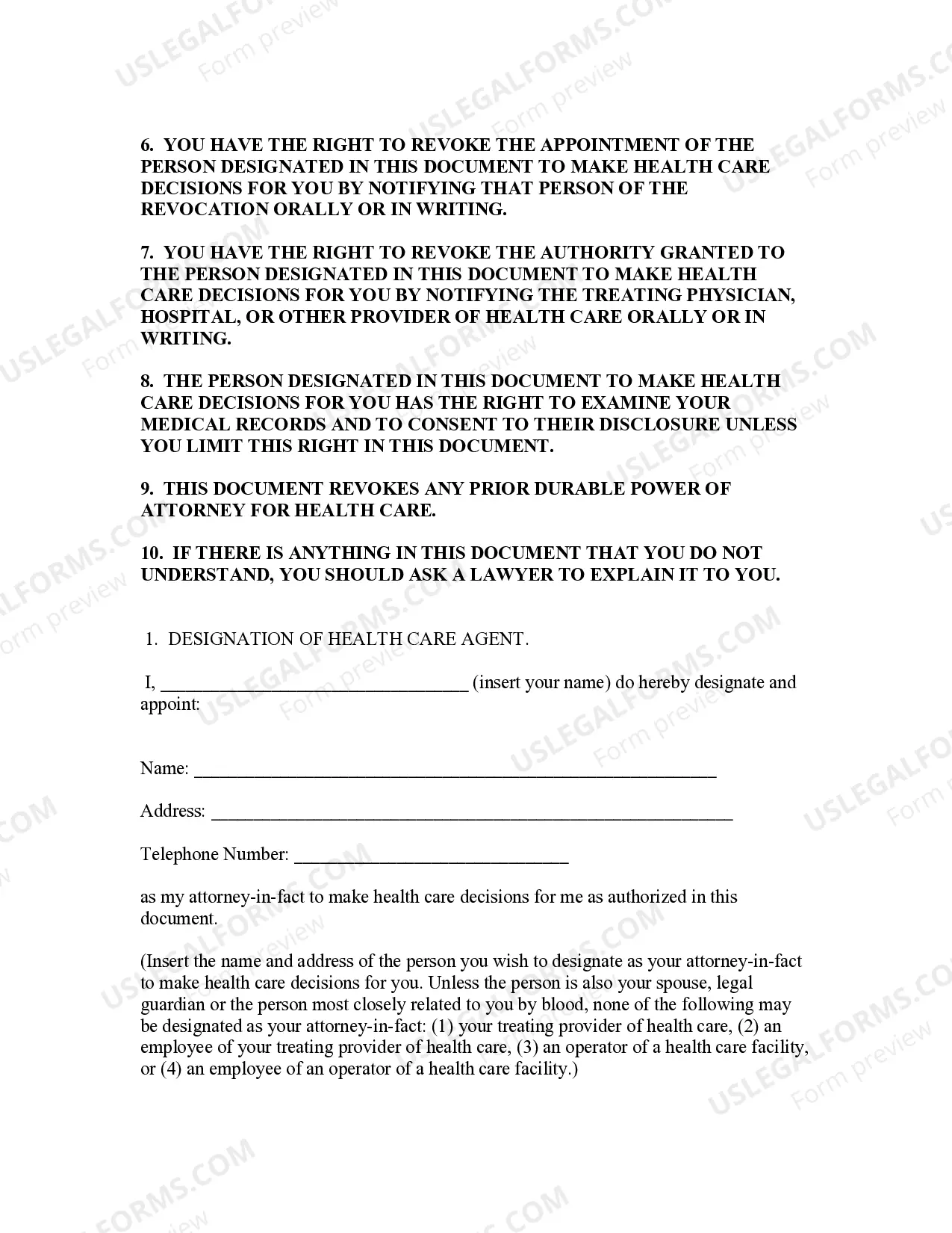 Preview Durable Power of Attorney for Health Care and Living Will