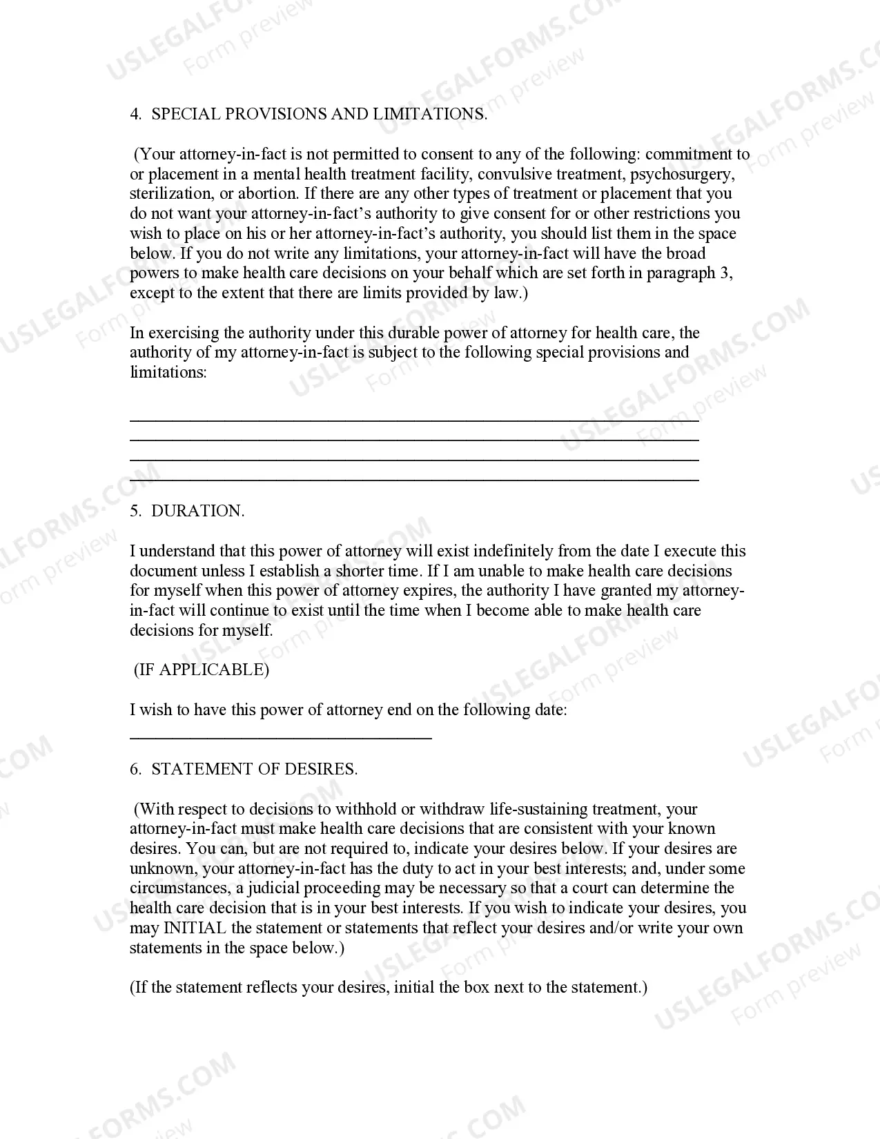 Preview Durable Power of Attorney for Health Care and Living Will