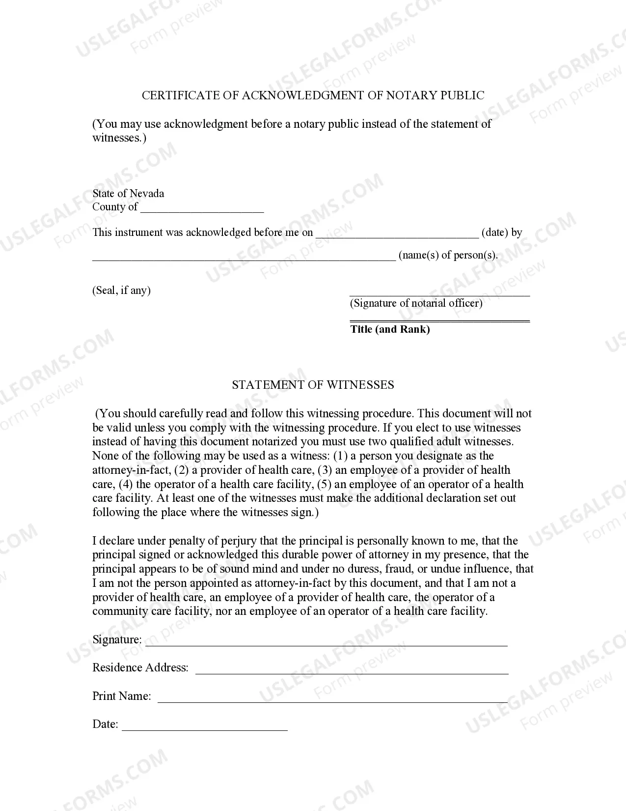 Preview Durable Power of Attorney for Health Care and Living Will