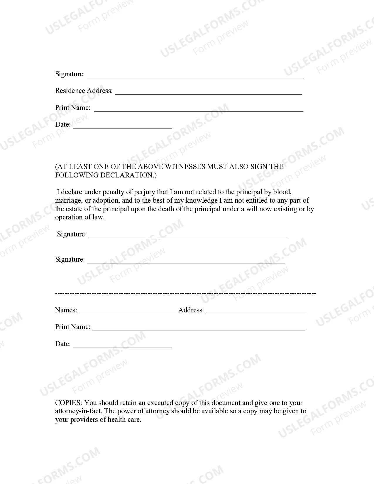 Preview Durable Power of Attorney for Health Care and Living Will