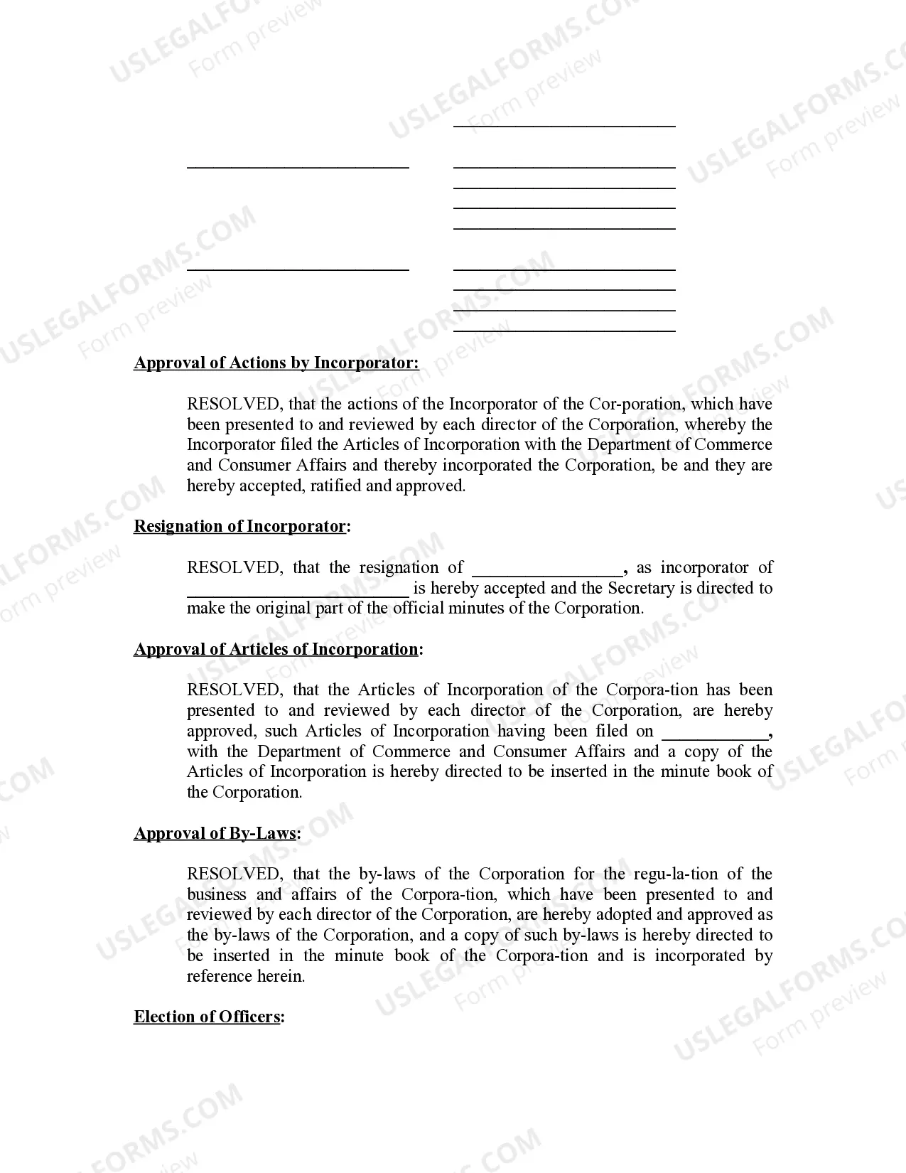 Preview Minutes for Organizational Meeting