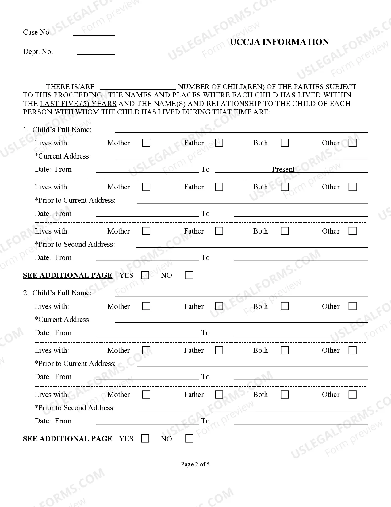 Preview Personal Case Information Form