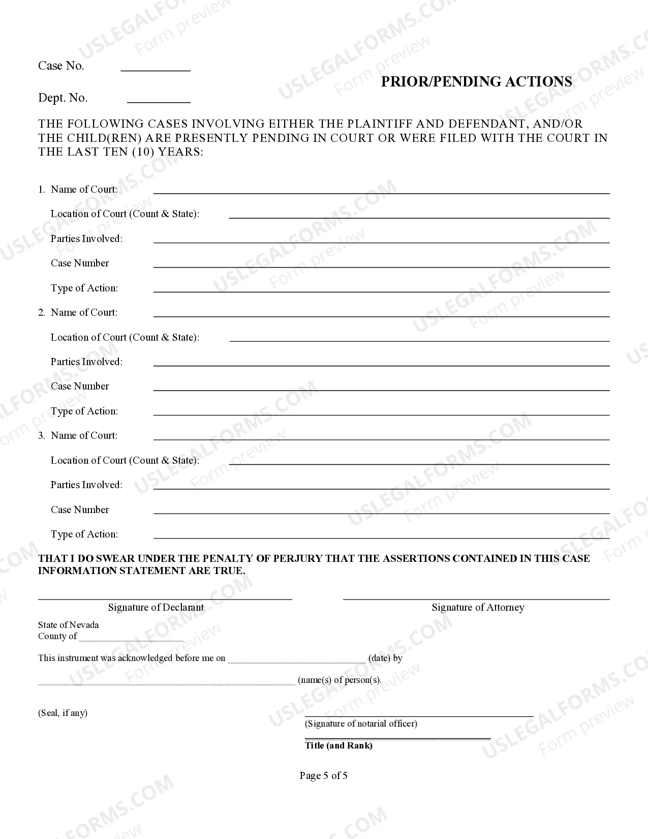 Preview Personal Case Information Form