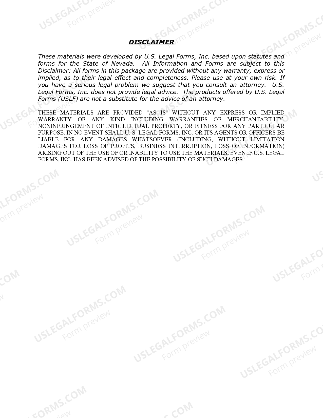 Nevada Name Change Instructions and Forms Package for an Adult Name