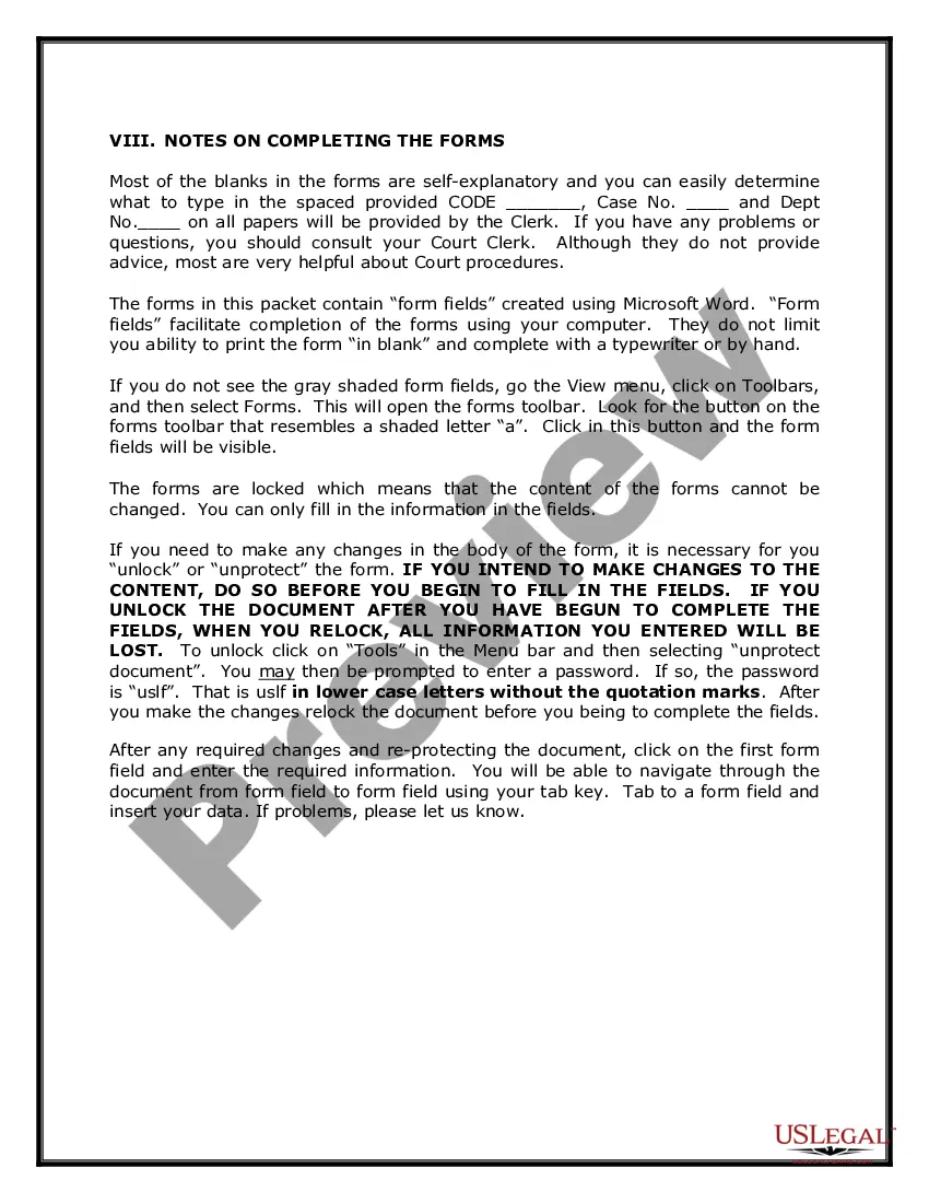 Preview Nevada Name Change Instructions and Forms Package for an Adult